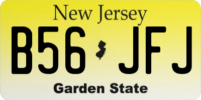 NJ license plate B56JFJ