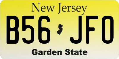 NJ license plate B56JFO