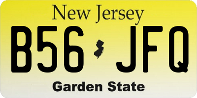NJ license plate B56JFQ