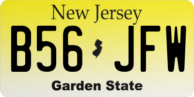 NJ license plate B56JFW