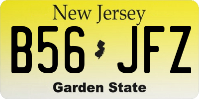 NJ license plate B56JFZ