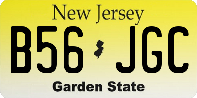 NJ license plate B56JGC