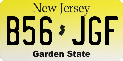 NJ license plate B56JGF