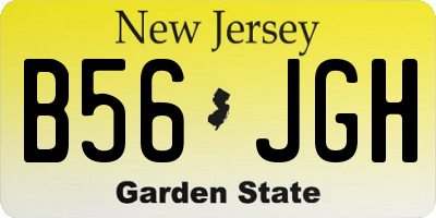 NJ license plate B56JGH