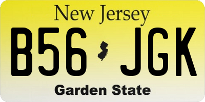 NJ license plate B56JGK