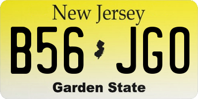 NJ license plate B56JGO