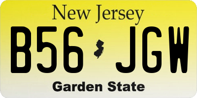 NJ license plate B56JGW