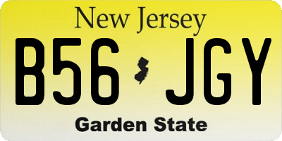 NJ license plate B56JGY