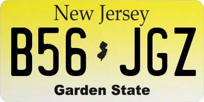 NJ license plate B56JGZ