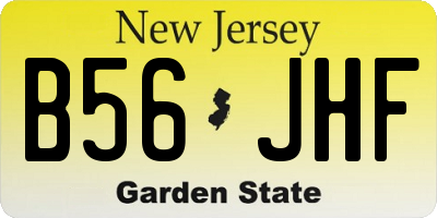 NJ license plate B56JHF