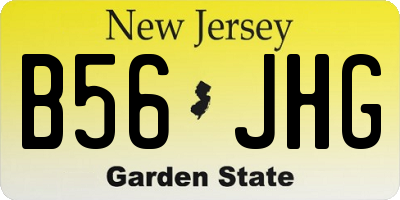 NJ license plate B56JHG