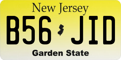 NJ license plate B56JID