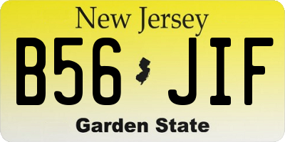 NJ license plate B56JIF