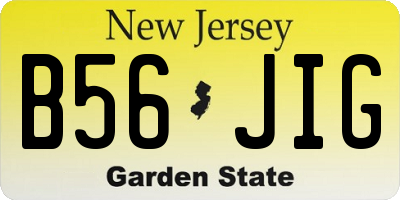 NJ license plate B56JIG