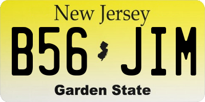 NJ license plate B56JIM
