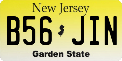 NJ license plate B56JIN