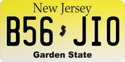 NJ license plate B56JIO