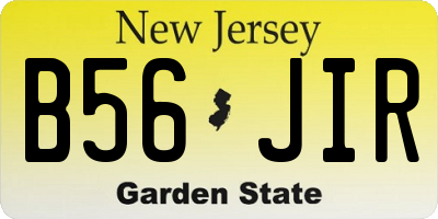 NJ license plate B56JIR