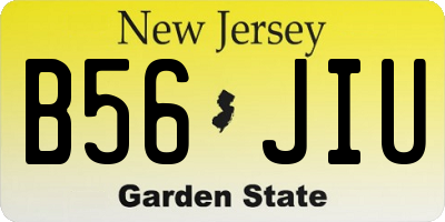 NJ license plate B56JIU