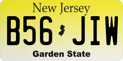 NJ license plate B56JIW