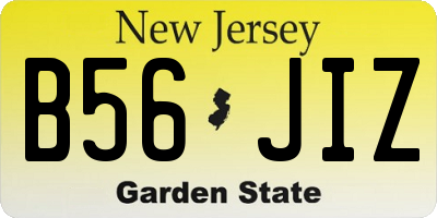 NJ license plate B56JIZ