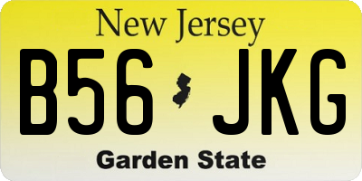 NJ license plate B56JKG