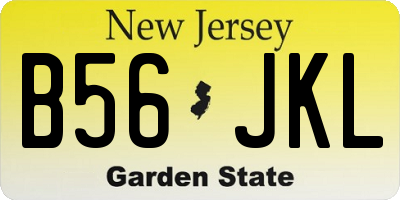 NJ license plate B56JKL