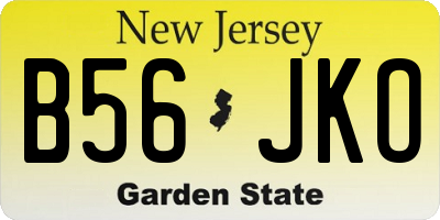 NJ license plate B56JKO