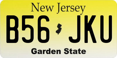 NJ license plate B56JKU