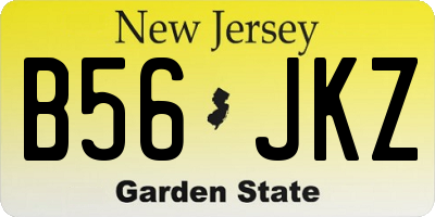 NJ license plate B56JKZ