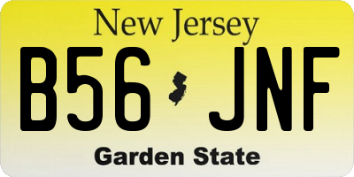 NJ license plate B56JNF