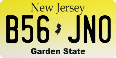 NJ license plate B56JNO