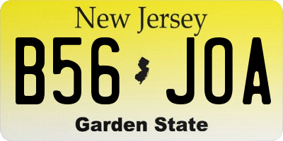 NJ license plate B56JOA