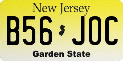 NJ license plate B56JOC