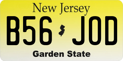 NJ license plate B56JOD