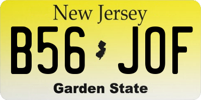 NJ license plate B56JOF
