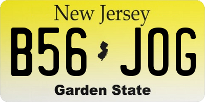 NJ license plate B56JOG