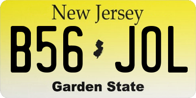 NJ license plate B56JOL