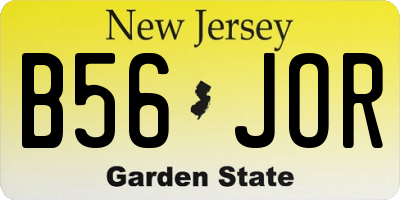 NJ license plate B56JOR