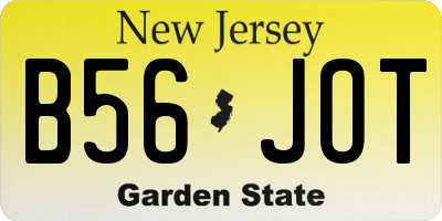 NJ license plate B56JOT