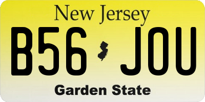 NJ license plate B56JOU