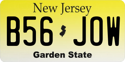 NJ license plate B56JOW