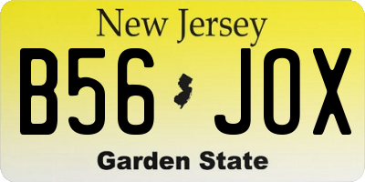 NJ license plate B56JOX