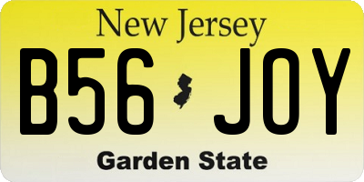NJ license plate B56JOY