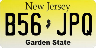 NJ license plate B56JPQ