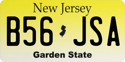 NJ license plate B56JSA