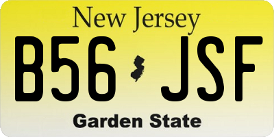 NJ license plate B56JSF