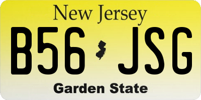 NJ license plate B56JSG