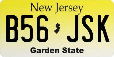 NJ license plate B56JSK