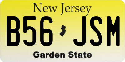 NJ license plate B56JSM